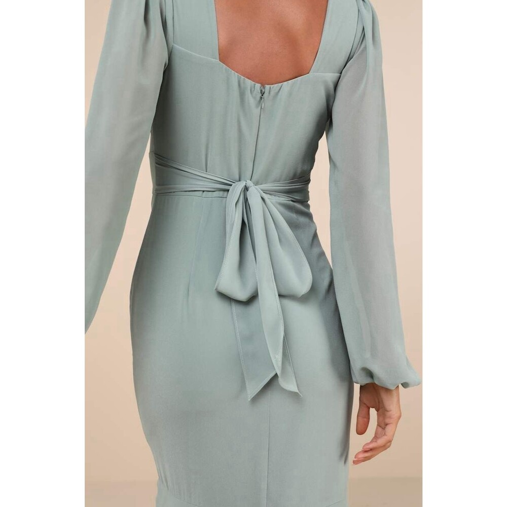 Lulus Tier Elegance Maxi Dress Sage Brush‎ Size XL NWOT - Picture 4 of 12
